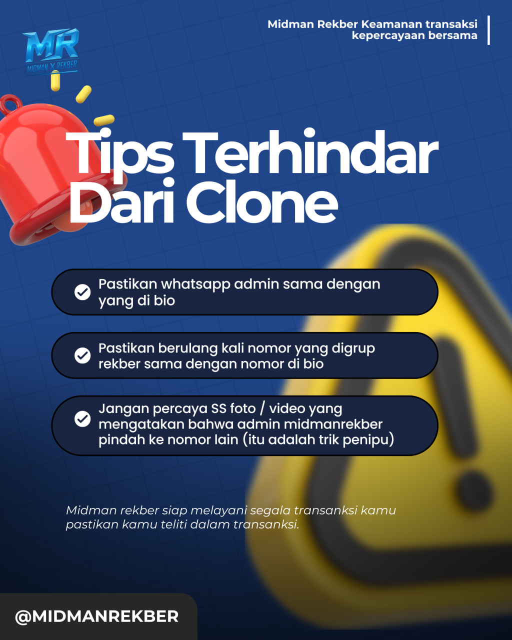 Midman Rekber Bagikan Tips Agar Pengguna Terhindar dari Akun Clone dan Penipuan